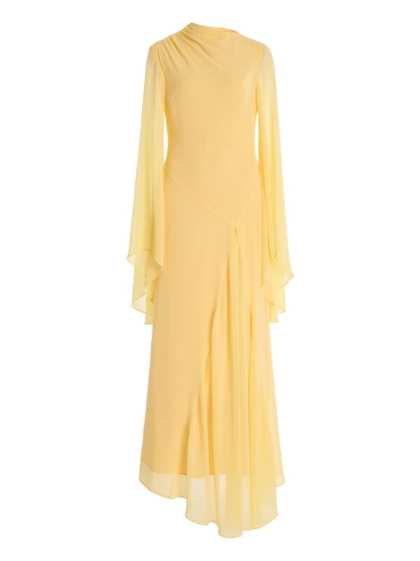 yellow drape dress