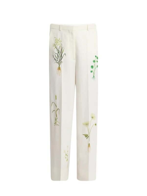 Stella McCartney Floral Embroidered Loose Wool Pants