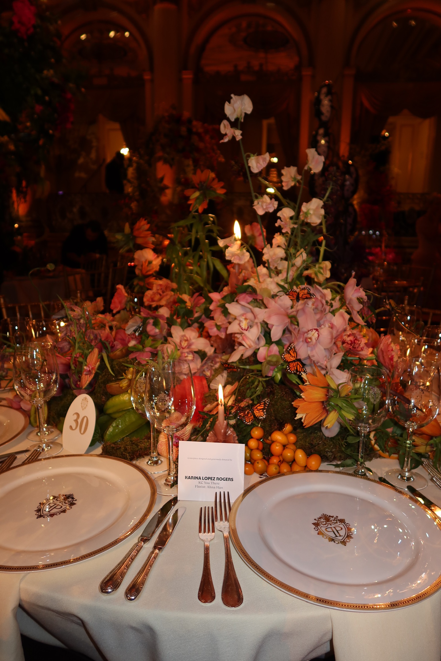 New York Botanical Garden Orchid Dinner 2025 colorful decor and table