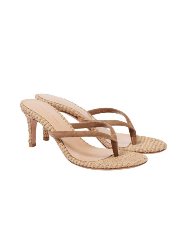 Gianvito Rossi 70 raffia and suede mules